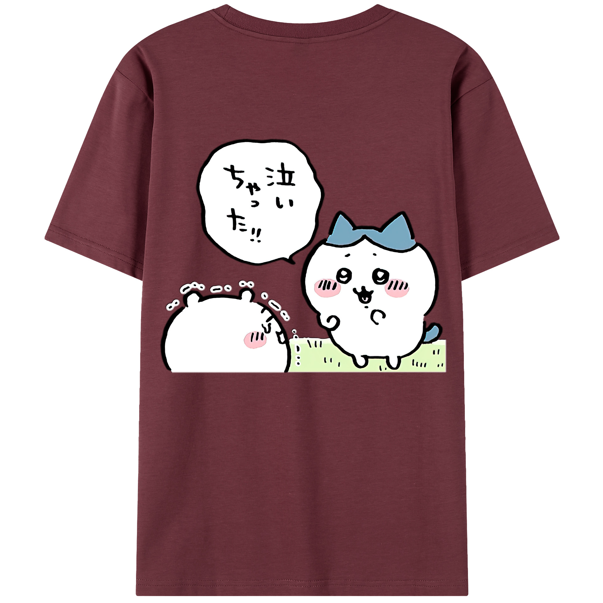 （画像用） ちいかわ ハチワレ Chii-kawa hachiware 綿100％半袖Tシャツ（背面プリント）